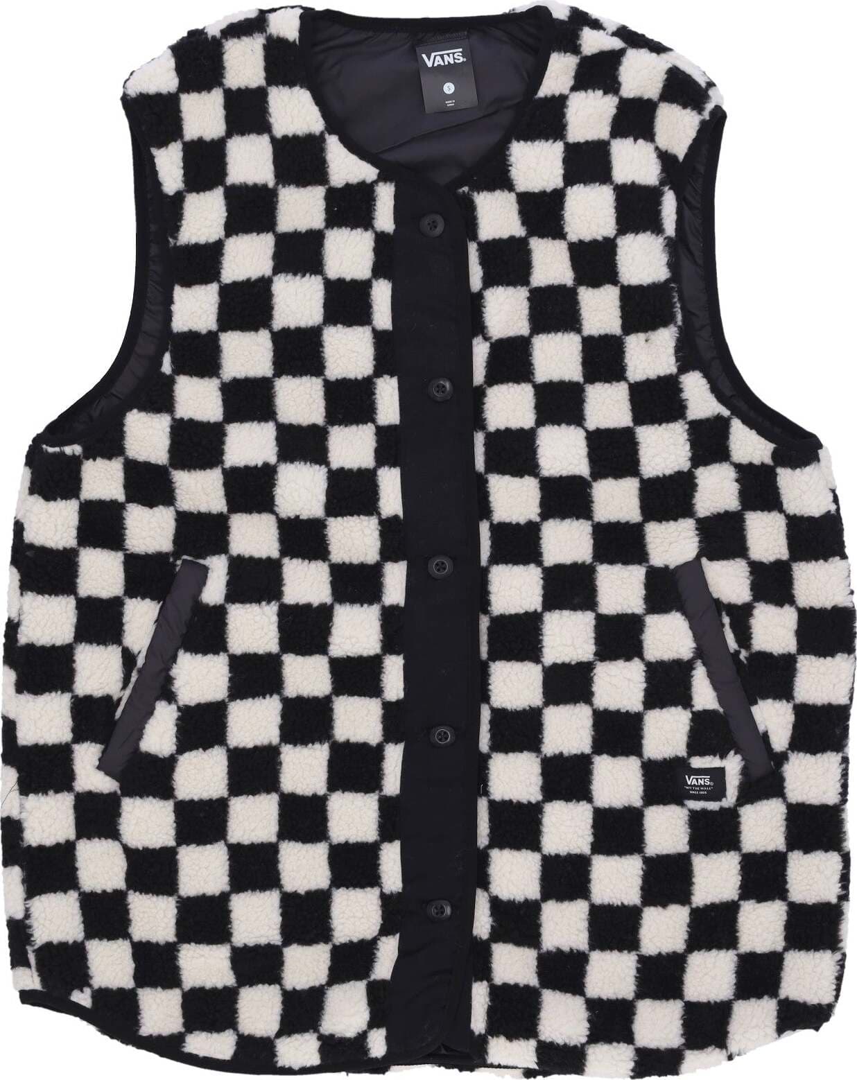 VANS-Smanicato-Donna-W-Mason-Reversible-Vest-Black-Checkerboard-da-donna