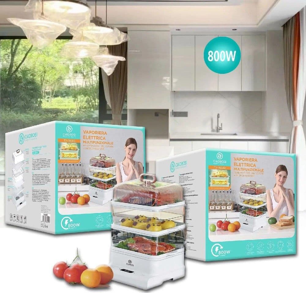 Vaporiera Elettrica Multifunzionale Cuoci Vivande 800w Timer Automatico Tx-8440 Casa e cucina/Elettrodomestici per la cucina/Vaporiere elettriche Trade Shop italia - Napoli, Commerciovirtuoso.it