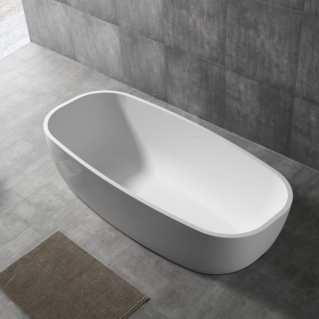 Vasca Da Bagno Free Standing Greta Artificial Stone Bianco Opaco Matt Fai da te/Attrezzature per cucine e bagni/Attrezzature per bagni/Vasche da bagno/Vasche da bagno con piedini Ogomondo - Martina Franca, Commerciovirtuoso.it
