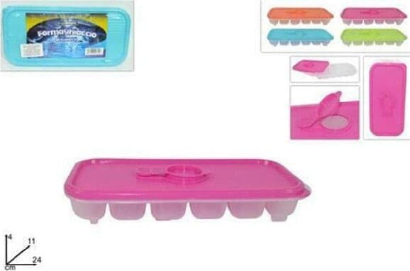 VASCHETTA FORMAGHIACCIO FORME 12 CUBETTI GHIACCIO COPERTURA COPERCHIO 4 COLORI