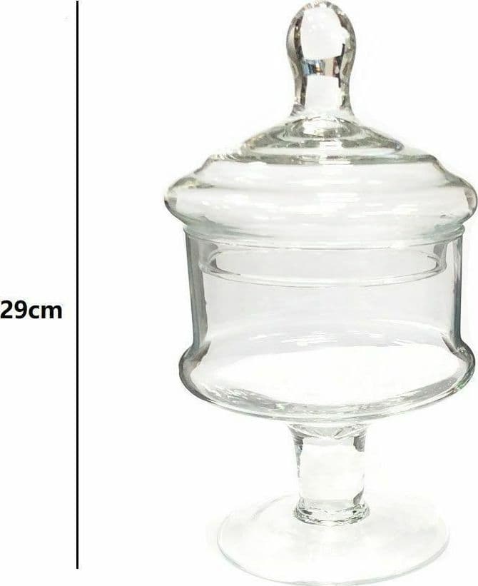 VASO CON COPERCHIO AMPOLLA ALZATINA BISCOTTIERA PER CONFETTATA VETRO 29CM