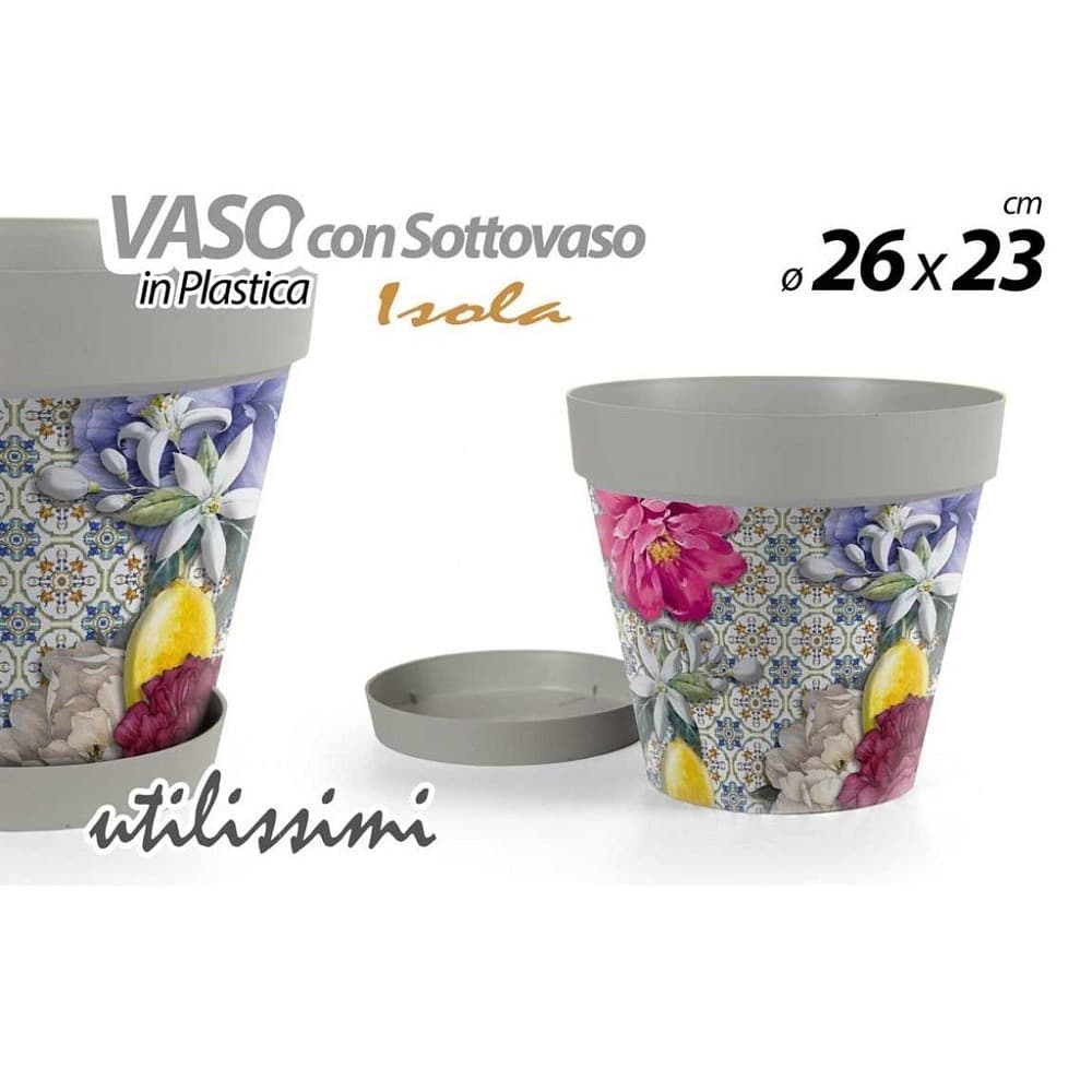 Vaso Giardino Con Sottovaso In Plastica Decoro Isola 26x23cm Piante Fiori 845376 Giardino e giardinaggio/Attrezzi da giardino e attrezzature per l'irrigazione/Vasi e accessori per piante/Vasi tradizionali Trade Shop italia - Napoli, Commerciovirtuoso.it