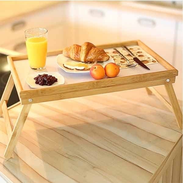 VASSOIO DA LETTO PIEGHEVOLE IN LEGNO DI BAMBU' BAMBOO RICHIUDIBILE 50 X 30 CM