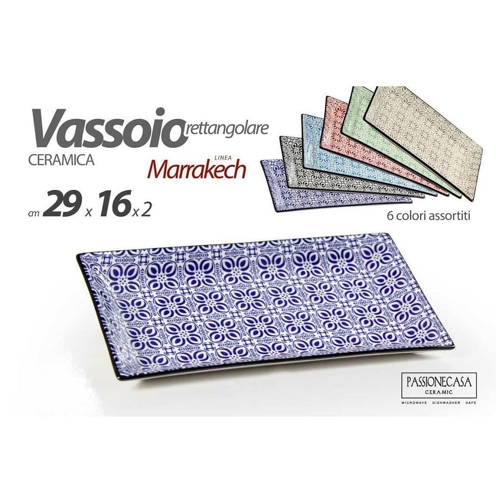 Vassoio Rettangolare Marrakech 29x16x2cm Deluxe Multiuso 6 Colori Ceramica 771675 Casa e cucina/Stoviglie/Piatti ciotole e vassoi/Piatti per servire/Vassoi/Vassoi da portata Trade Shop italia - Napoli, Commerciovirtuoso.it