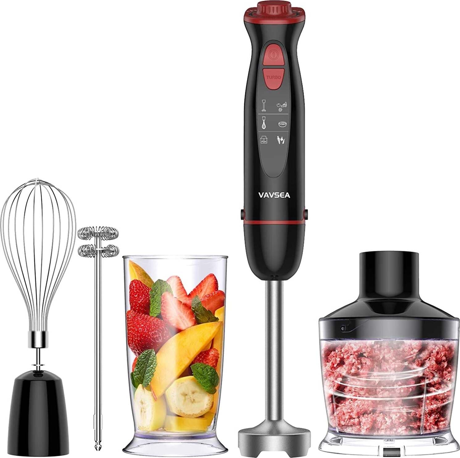 Vavsea Frullatore Ad Immersione 5 in 1 Minipimmer Elettrico 1000 Watt con Accessori Set Frullatore Completo 12 Velocità Casa e cucina/Elettrodomestici per la cucina/Robot da cucina frullatori e impastatrici/Frullatori/Frullatori ad immersione e minipimer BBuy - Battipaglia, Commerciovirtuoso.it
