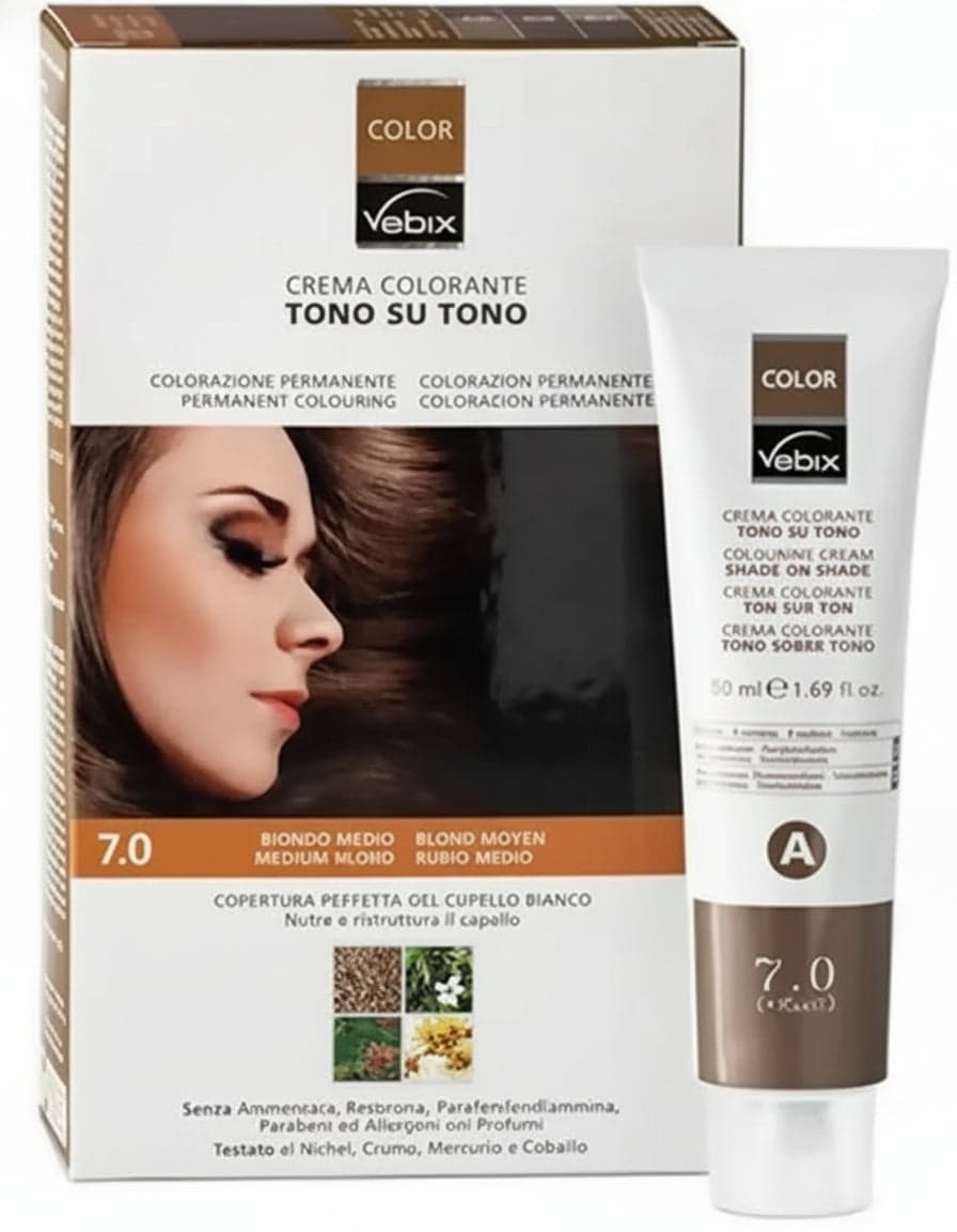 Vebix Color Mogano Chiaro 5.5 Crema Colorante Per Capelli Colorazione Permanente Tono Su Tono Senza Ammoniaca in Colore permanente Farmacia Centrale M.le Iadevaia - Maddaloni, commercioVirtuoso.it
