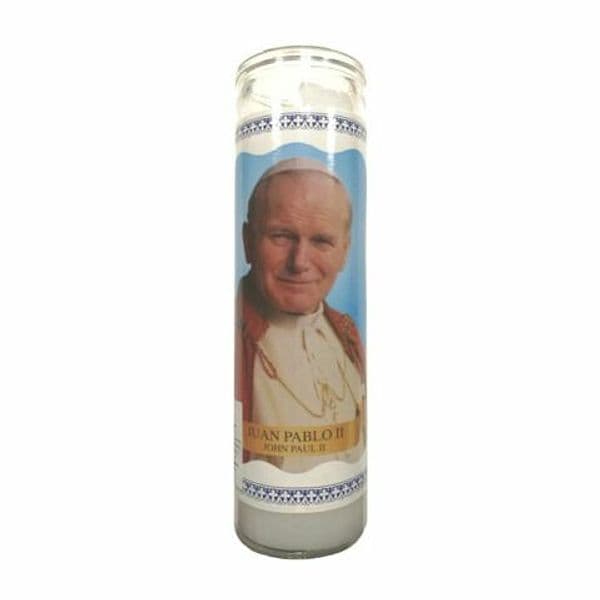 VELON CONSAGRADO JUAN PABLO II PAPA GIOVANNI PAOLO II CANDELA ESOTERICA CONTENITORE IN VETRO SANTERÍA in Candele esoteriche Agbon - Martinsicuro, commercioVirtuoso.it