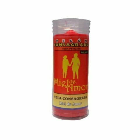 VELON CONSAGRADO PARA PETICIÒN MIEL DE AMOR CANDELA CONSACRATA CM 14 X 5.5 CON TUBO PROTECTOR in Candele esoteriche Agbon - Martinsicuro, commercioVirtuoso.it