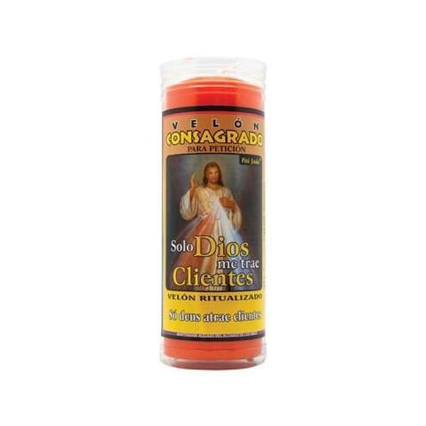 VELÒN CONSAGRADO PARA PETICIÒN SOLO DIOS ME TRAE CM 14 X 5.5 CON TUBO PROTECTOR in Candele esoteriche Agbon - Martinsicuro, commercioVirtuoso.it