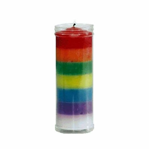 VELÒN CONSAGRADO PARA PETICIÓN 7 POTENCIAS ROJO ARRIBA CM 14 X 5.5 CON TUBO PROTECTOR in Candele esoteriche Agbon - Martinsicuro, commercioVirtuoso.it