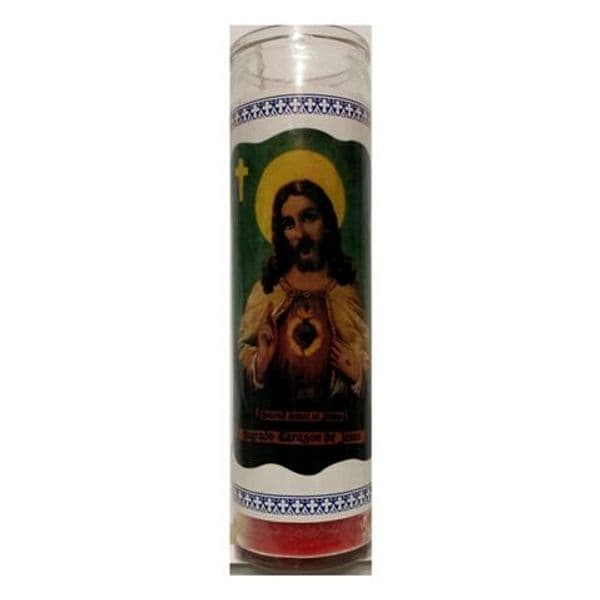 VELON CONSAGRADO SAGRADO CORAZON DE JESUS CANDELA ESOTERICA CON CONTENITORE IN VETRO SANTERÍA in Candele esoteriche Agbon - Martinsicuro, commercioVirtuoso.it