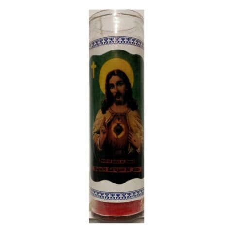 VELON CONSAGRADO SAGRADO CORAZON DE JESUS CANDELA ESOTERICA CON CONTENITORE IN VETRO SANTERÍA in Candele esoteriche Agbon - Martinsicuro, commercioVirtuoso.it