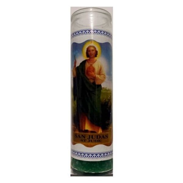VELON CONSAGRADO SAN JUDAS CANDELA ESOTERICA CON CONTENITORE IN VETRO SANTERÍA