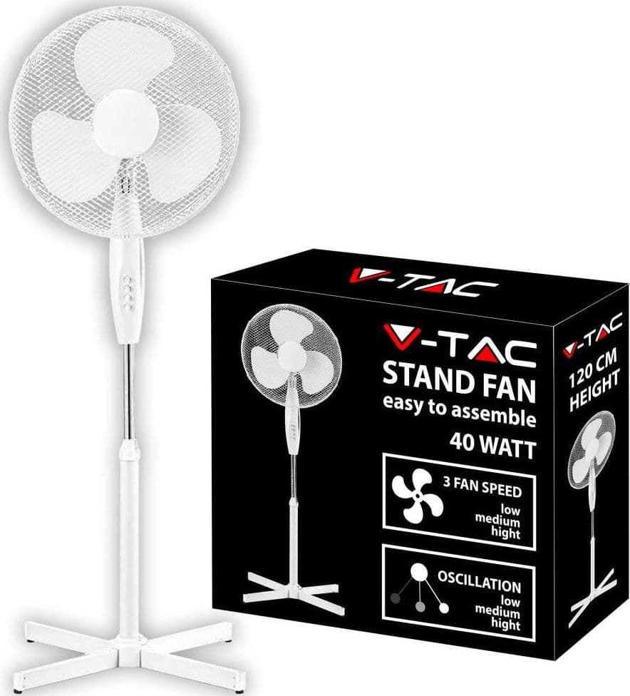 Ventilatore-con-Base-a-Croce-40W-Altezza-Regolabile-Max-120cm-3-Pale-a-3-Velocità-Rotante-Colore-Bianco-o-nero-DA-55W-5-PALE
