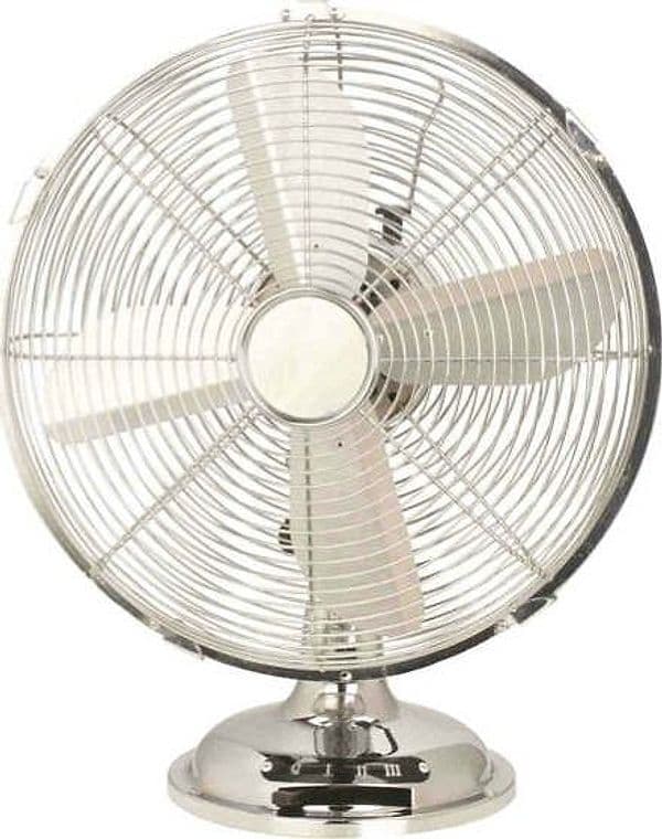 Ventilatore Cromo da tavolo - pala diametro 30 cm - 38 W - metallo cromato - CFG Fai da te/Prodotti per la costruzione/Riscaldamento e raffreddamento/Sistemi mobili di climatizzazione/Purificatori d'aria/Purificatori d'aria portatili Eurocartuccia - Pavullo, Commerciovirtuoso.it
