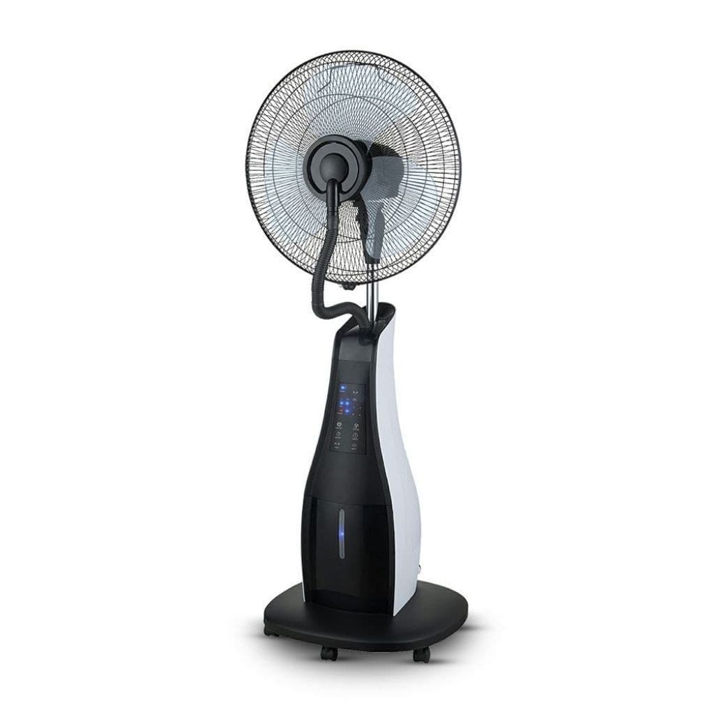 VENTILATORE-NEBULIZZATORE-A-PIANTANA-80W-3-PALE-BASE-A-ROTELLE-CON-TELECOMANDO-3-Pale-da-17-POLLICI-Capacità-3.2L