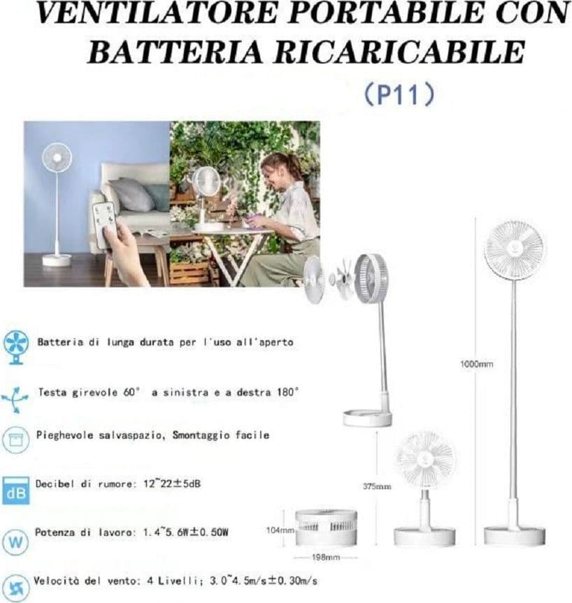 Ventilatore Pieghevole Portatile Batteria Ricaricabile P11 Salvaspazio 4 Velocit? Casa, arredamento e bricolage > Elettrodomestici > Ventilatori Trade Shop italia - Napoli, Commerciovirtuoso.it