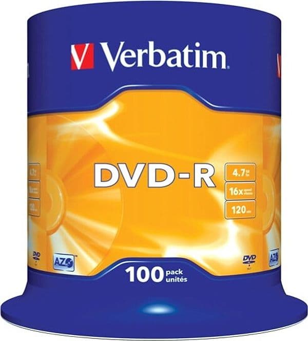 Verbatim - Scatola 100 DVD-R - serigrafato - 43549 - 4 7GB Elettronica/Informatica/Accessori/Supporti vergini/BD-R Eurocartuccia - Pavullo, Commerciovirtuoso.it