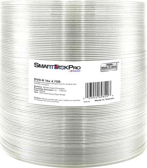 Verbatim - Scatola 100 DVD-R 4 7GB stampabile a getto inchiostro - 69829 Elettronica/Informatica/Accessori/Supporti vergini/BD-R Eurocartuccia - Pavullo, Commerciovirtuoso.it