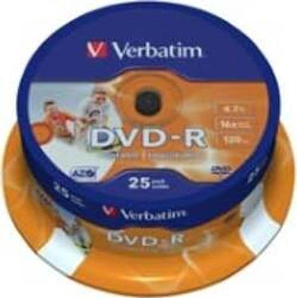 Verbatim - Scatola 25 DVD-R - stampabile - 43538 - 4 7GB Elettronica/Informatica/Accessori/Supporti vergini/BD-R Eurocartuccia - Pavullo, Commerciovirtuoso.it