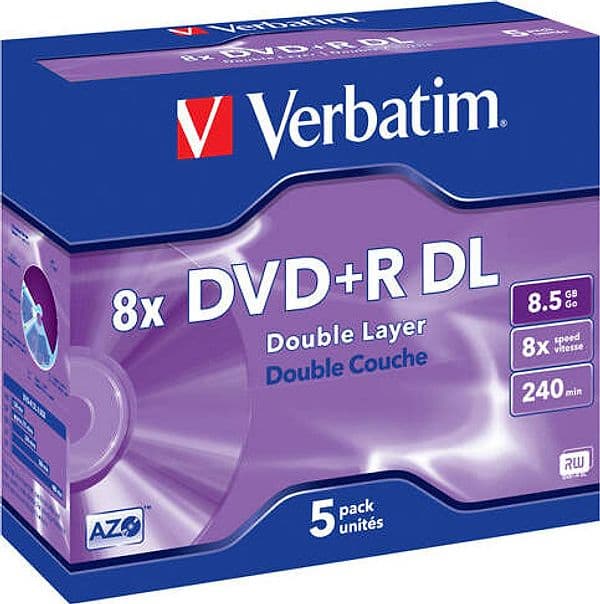 Verbatim - Scatola 5 DVD+R Dual Layer - serigrafato Jewel Case - 43541 - 8 5GB Elettronica/Informatica/Accessori/Supporti vergini/BD-R Eurocartuccia - Pavullo, Commerciovirtuoso.it