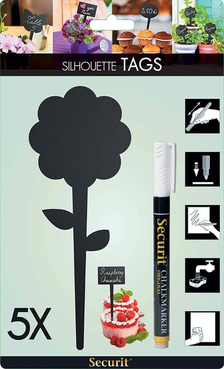 VERMES---SET-5-ETICHETTE-A-FORMA-DI-FIORE-CON-PENNARELLO-A-GESSO-LIQUIDO