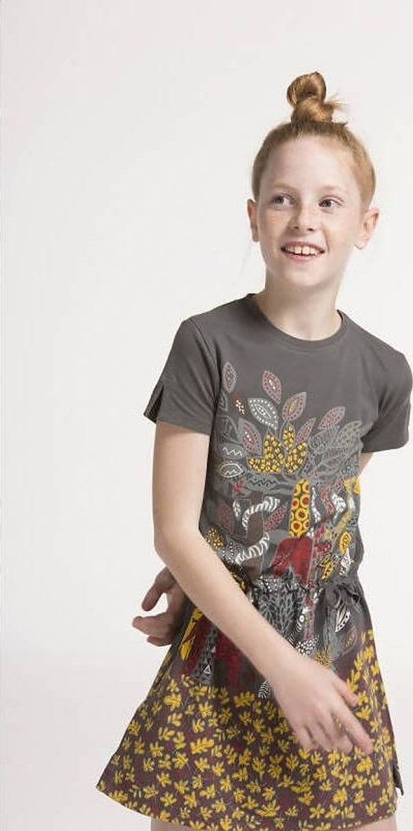 Vestito Bambina Estivo Grigio Stampa Multi Color Safari Vestitino Estate Bimba Mezze Maniche con Coulisse Fashion Casual Abito Bimba da Giorno Colorato vestito bambina/ragazza Piccole Canaglie - Tropea, Commerciovirtuoso.it