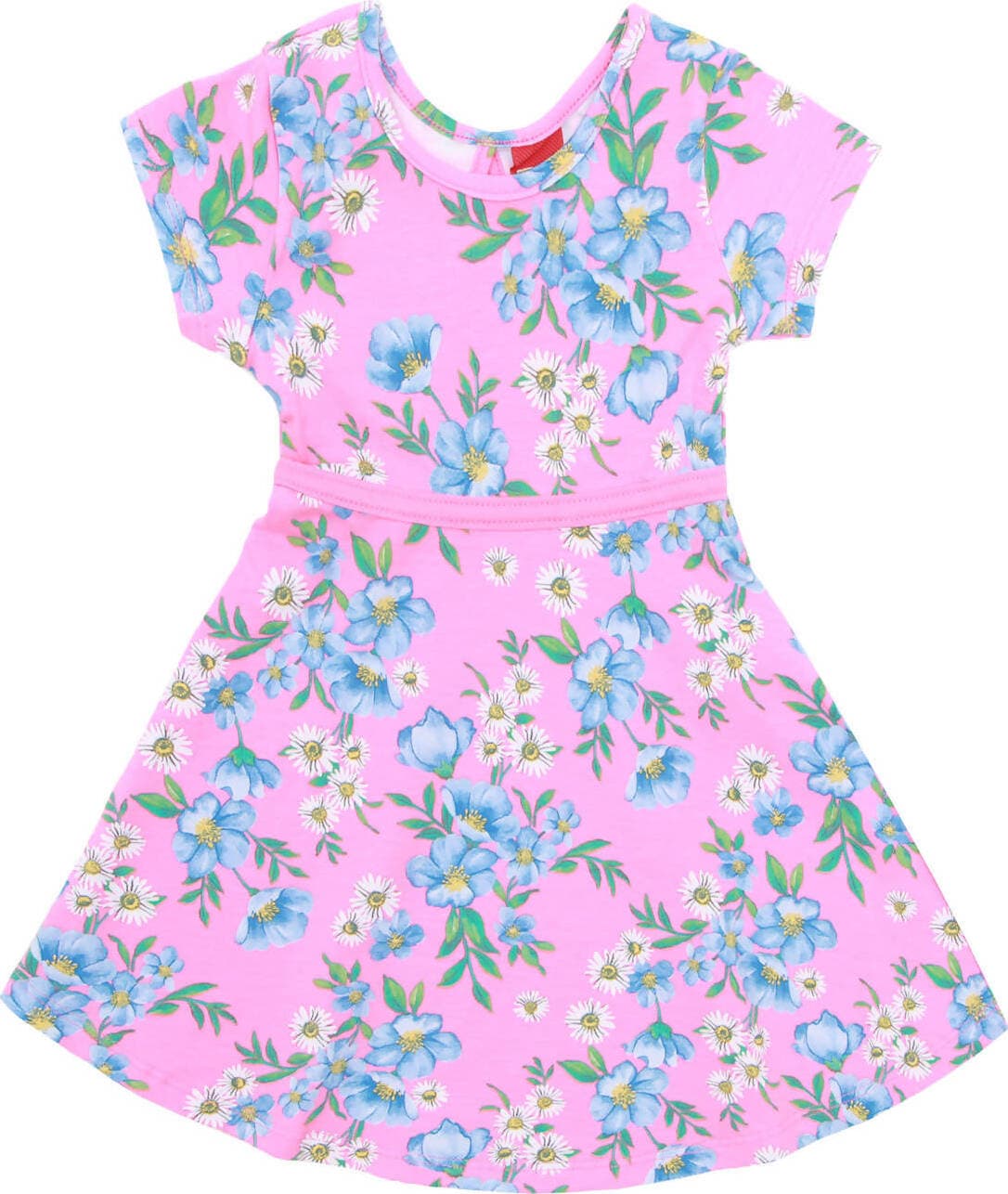 Vestito Bambina Fiori Rosa Estivo Vestitino Fiori Azzurri Multi Colore Fantasia Floreale Abito Estate Bimba Mezze Maniche Abitino Casual 96% Cotone Kyly