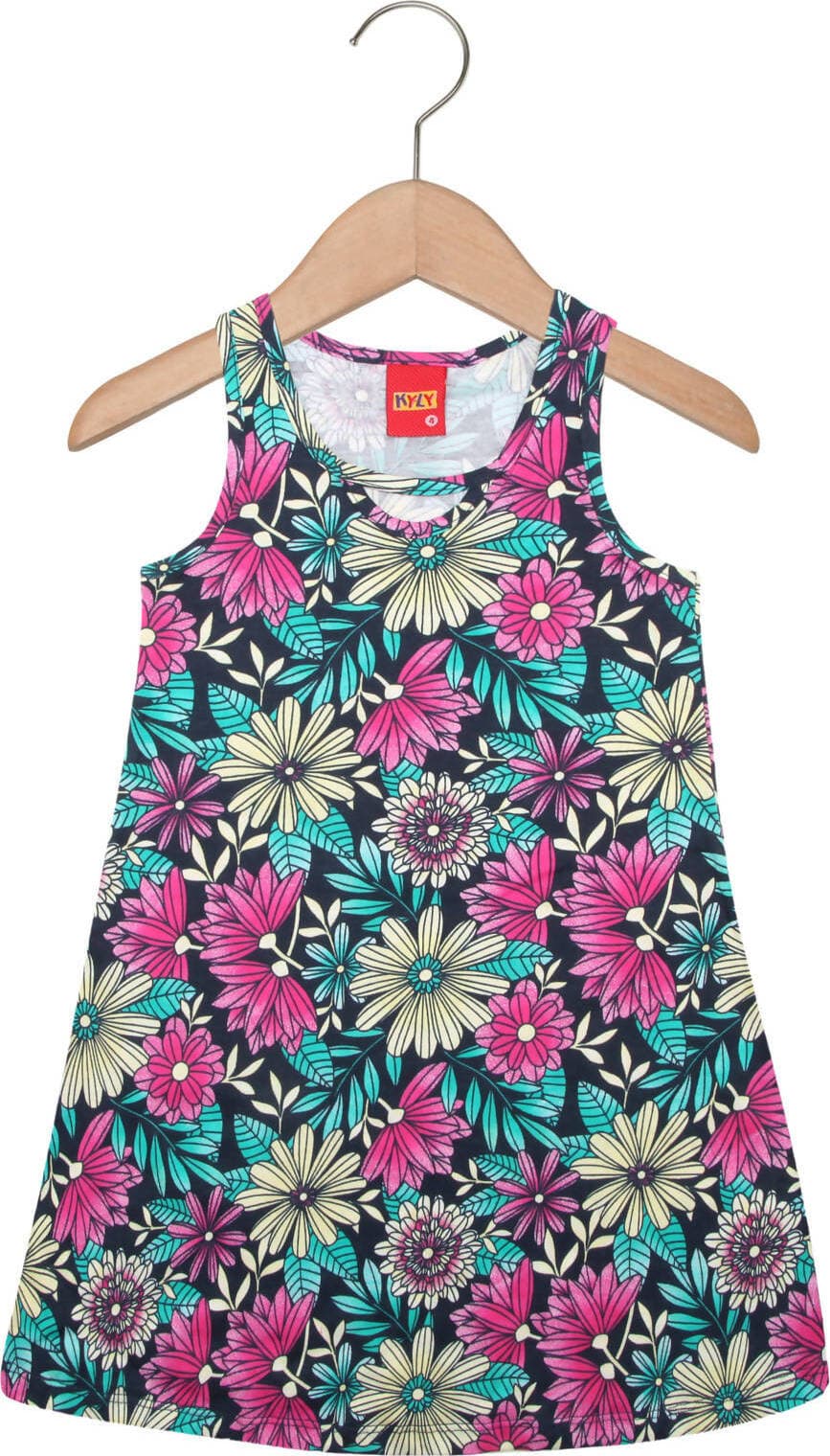 Vestito Bambina Stampato Colorato Estivo Vestitino Fiori Multi Colore Fantasia Abito Estate Bimba Abitino Casual 100% Cotone Kyly