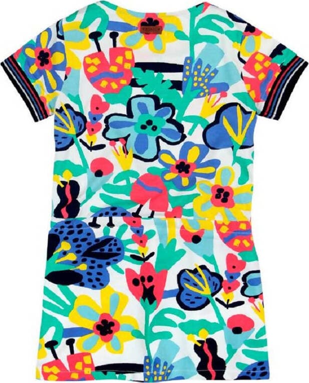 Vestito Bimba Estivo Casual Multi Color Stampa Floreale Fiori Colorati Girocollo Mezze Maniche Coulisse in Vita Abito in Cotone Colorato Abitino Estivo Bambina Boboli