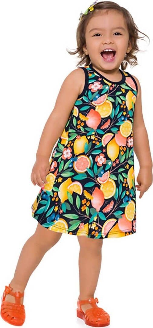 Vestito Estivo Bambina Stampa Limoni Vestitino Estate Bimba Colorato in Cotone Abitino Senza Manche Multicolor Abito Leggero Casual da Giorno Kyly