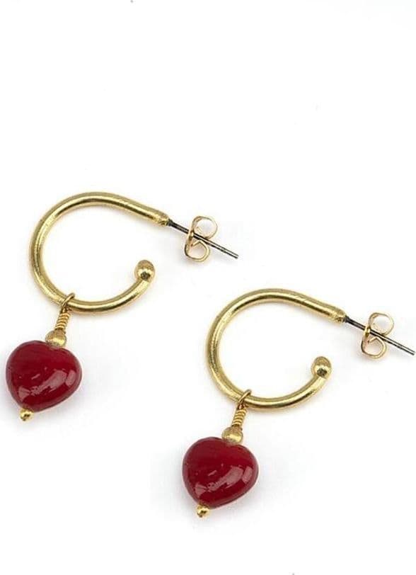 VESTOPAZZO---ORECCHINI-CERCHIETTI-CUORE-ROSSO