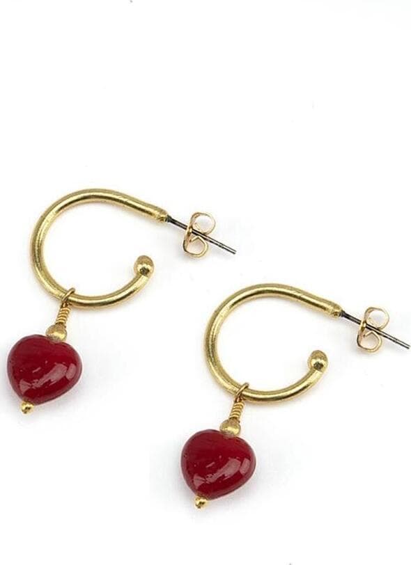 VESTOPAZZO---ORECCHINI-CERCHIETTI-CUORE-ROSSO