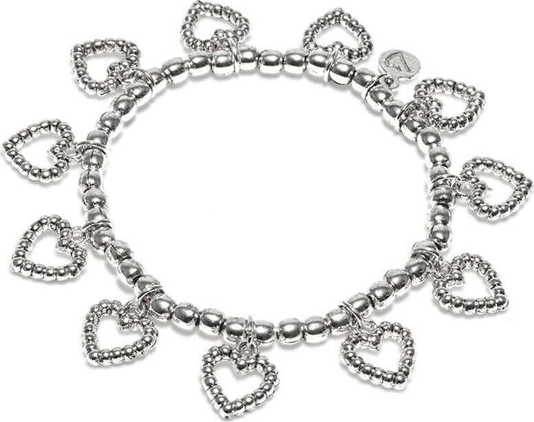 VESTOPAZZO--BRACCIALE-ELASTICO-SAGOME-CUORI-PENDENTI