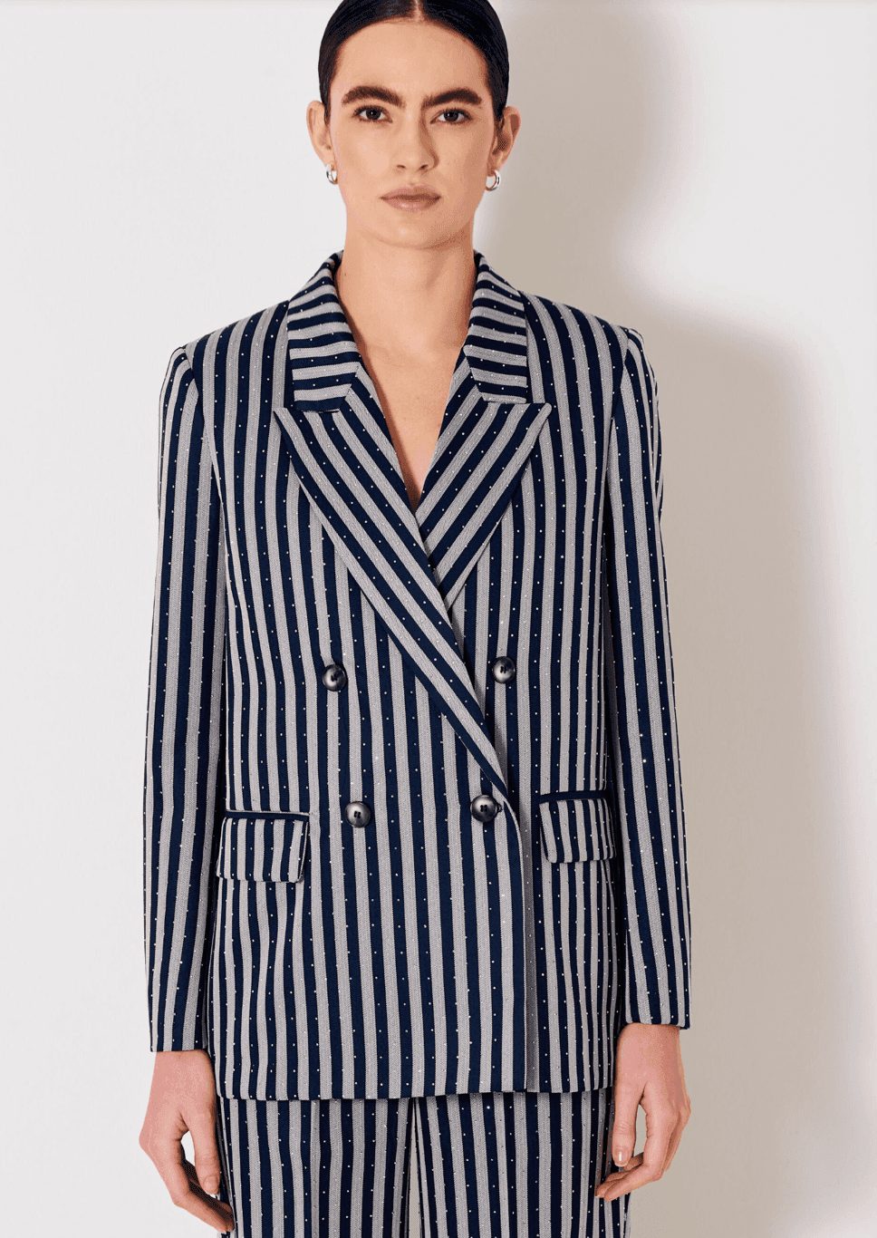 Vicolo-Giacca-Da-Abito-Blazer-Donna-Gessata-Con-Strass-Doppio-Petto-Con-Strass