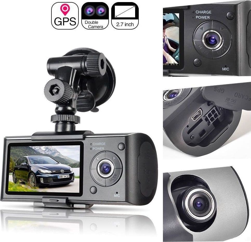 VIDEOCAMERA DOPPIA TELECAMERA AUTO REGISTRATORE STRADA INCIDENTE MONITOR DVR GPS Trade Shop italia - Napoli, Commerciovirtuoso.it