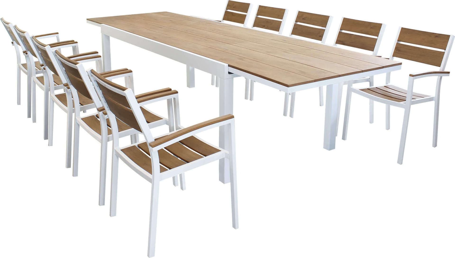 VIDUUS - set tavolo 200/300x95 struttura in alluminio compreso di 10 sedute Bianco