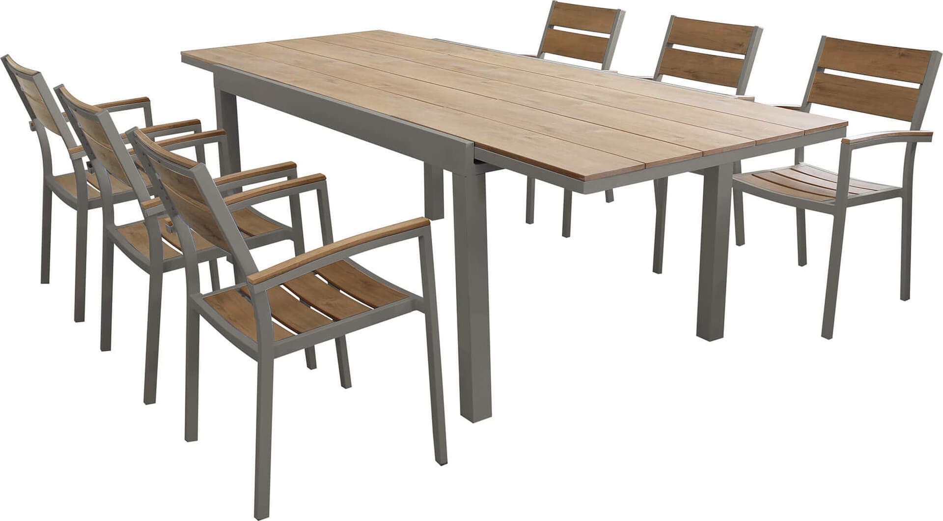 VIDUUS---set-tavolo-in-alluminio-cm-160/240x95x75-h-con-6-sedute-Taupe-Milani-Home