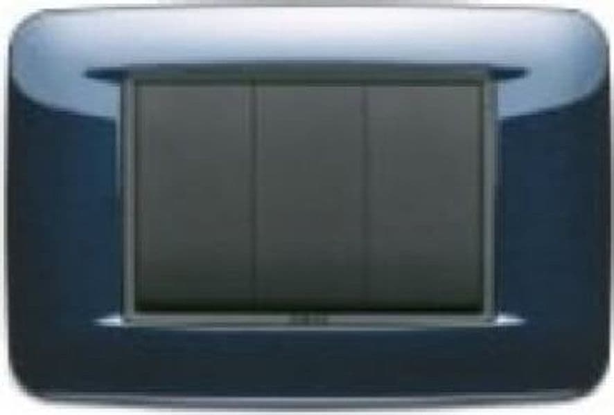 VIMAR--1-PLACCA-EIKON-ROUND-3-MODULI-IN-METALLO-COLORE-BLU-TOLEDO-METAL-20683.06