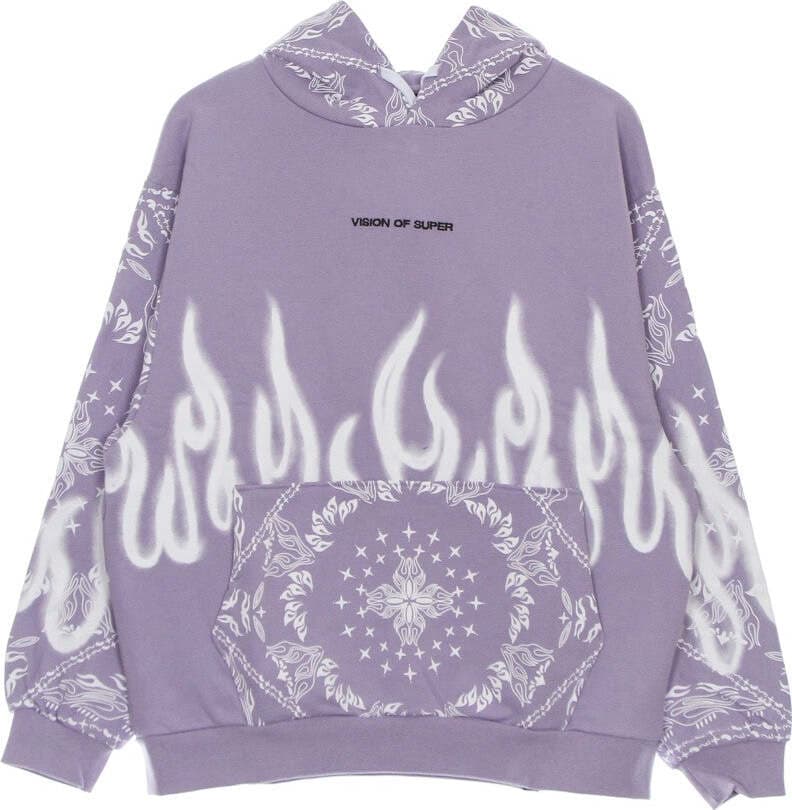 VISION-OF-SUPER-Felpa-Leggera-Cappuccio-Uomo-Bandana-Print-Hoodie-Lilac-da-uomo