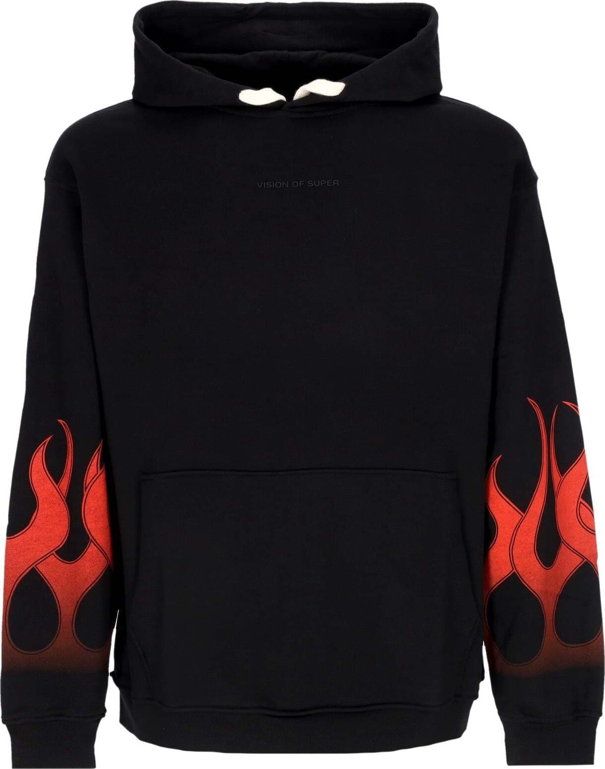 VISION-OF-SUPER-Felpa-Leggera-Cappuccio-Uomo-Flames-Hoodie-Black/red-da-uomo