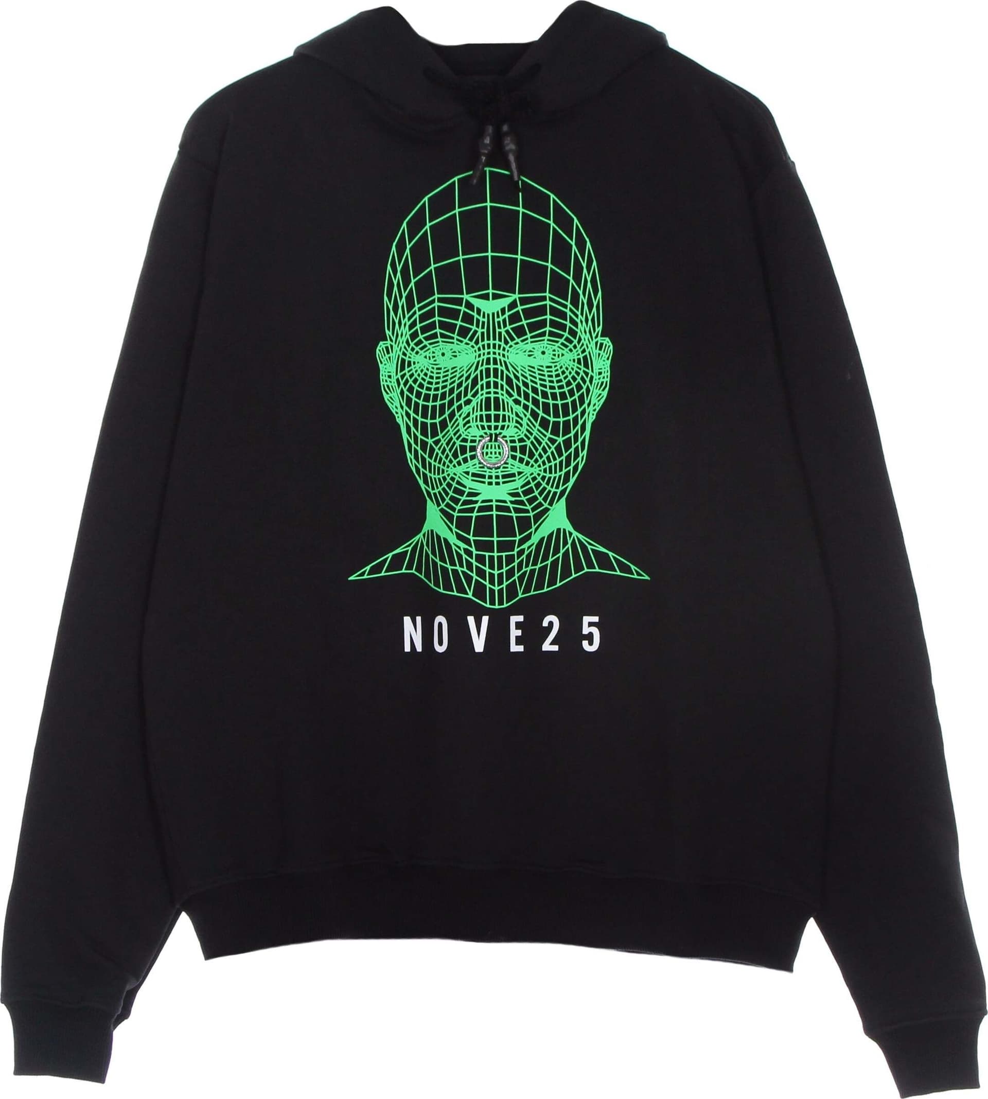 VISION-OF-SUPER-Felpa-Leggera-Cappuccio-Uomo-Green-Face-Hoodie-X-Nove25-Black/green-da-uomo