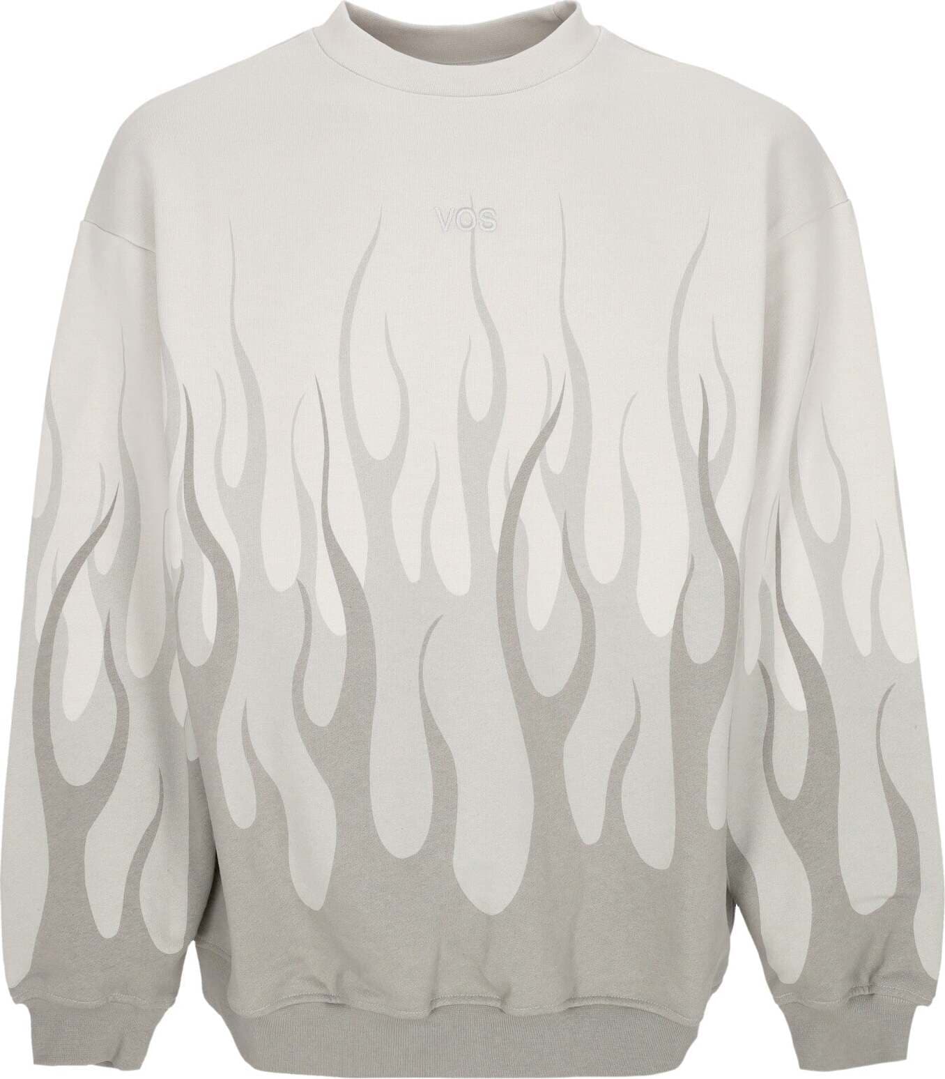 VISION-OF-SUPER-Felpa-Leggera-Girocollo-Uomo-Double-Flames-Crewneck-Lunar-Rock-da-uomo