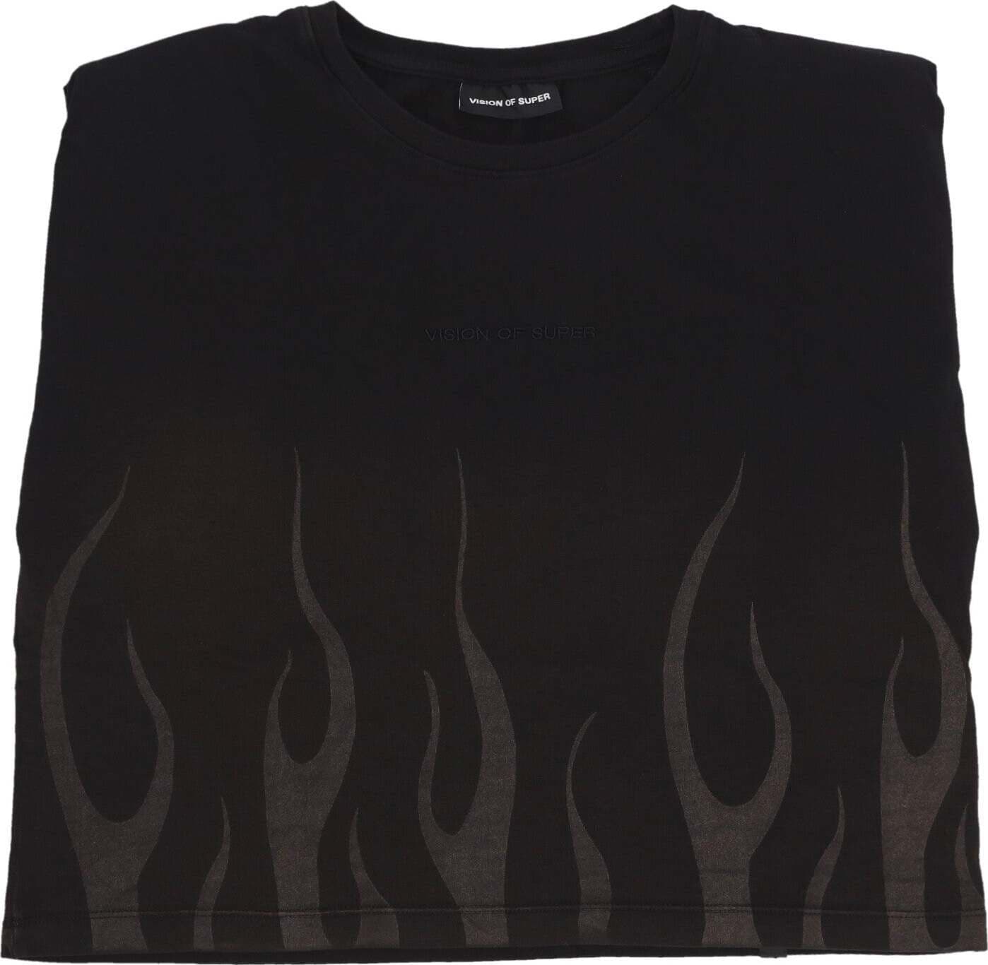 VISION-OF-SUPER-Maglietta-Donna-Corrosive-Flames-Tee-Black-da-donna