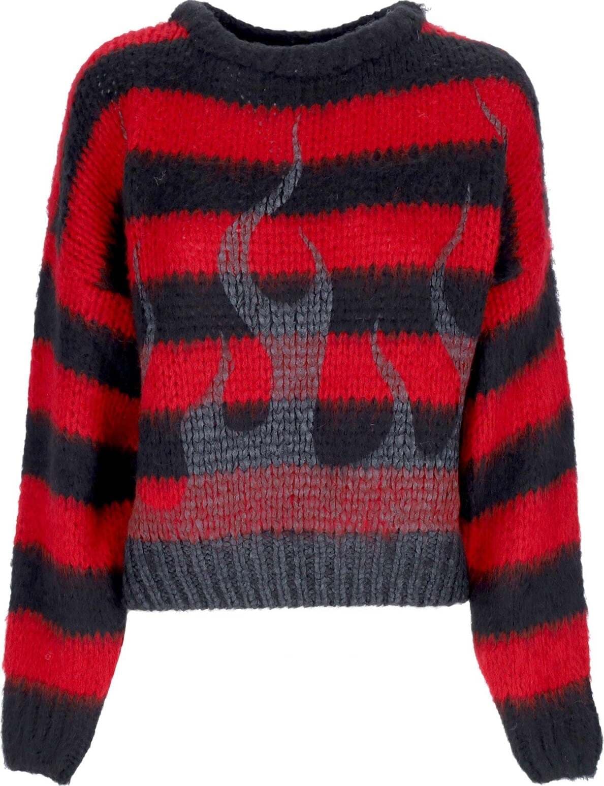 VISION-OF-SUPER-Maglione-Donna-Black-Flames-Jumper-Red-da-donna