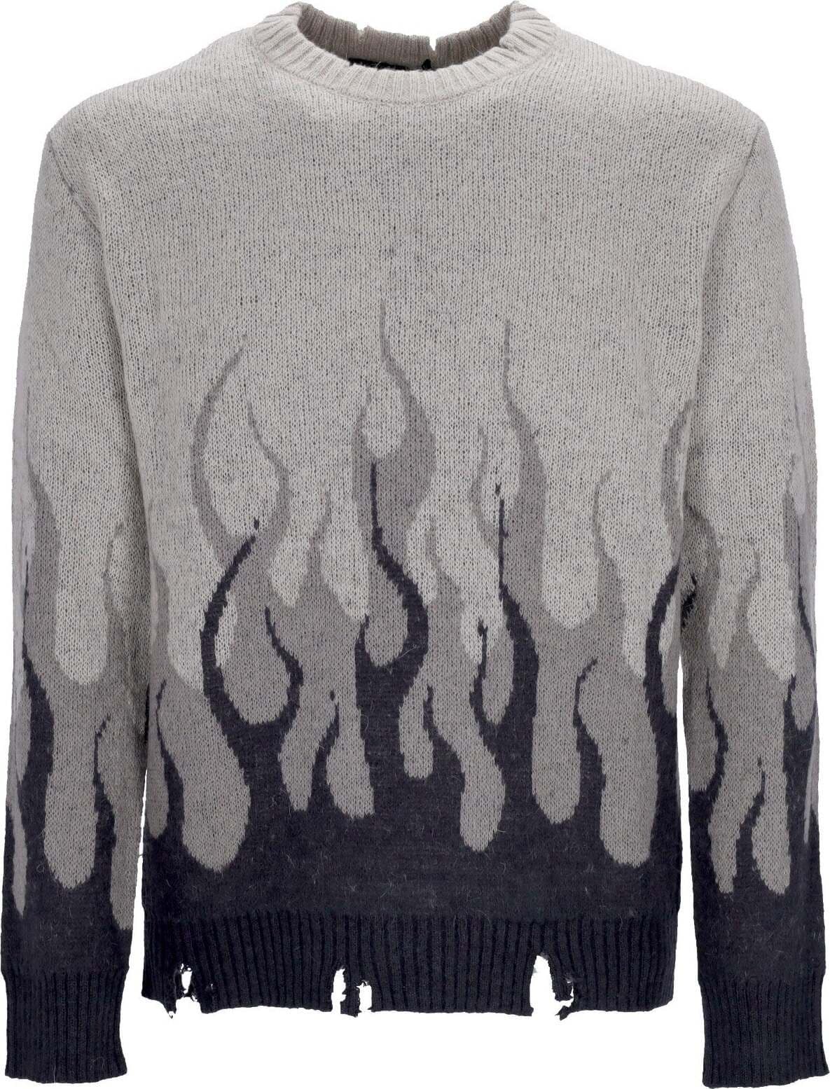 VISION-OF-SUPER-Maglione-Uomo-Double-Flames-L/s-Jumper-London-Fog-da-uomo