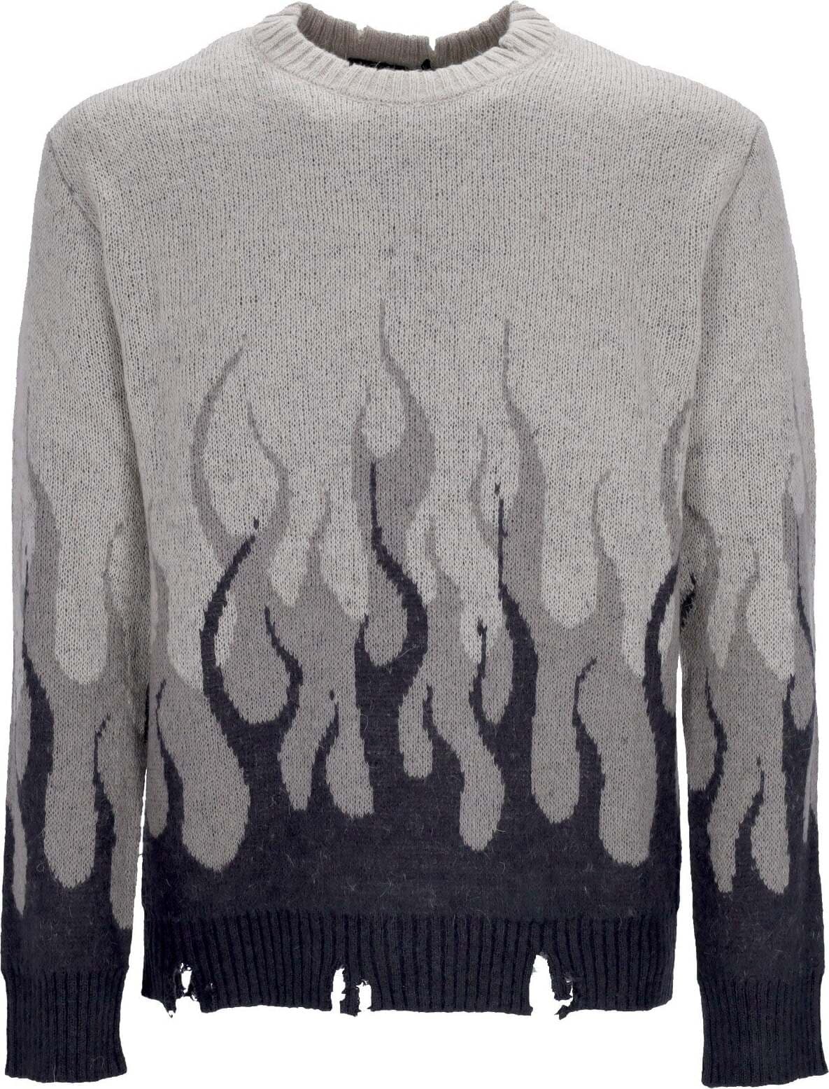 VISION-OF-SUPER-Maglione-Uomo-Double-Flames-L/s-Jumper-London-Fog-da-uomo