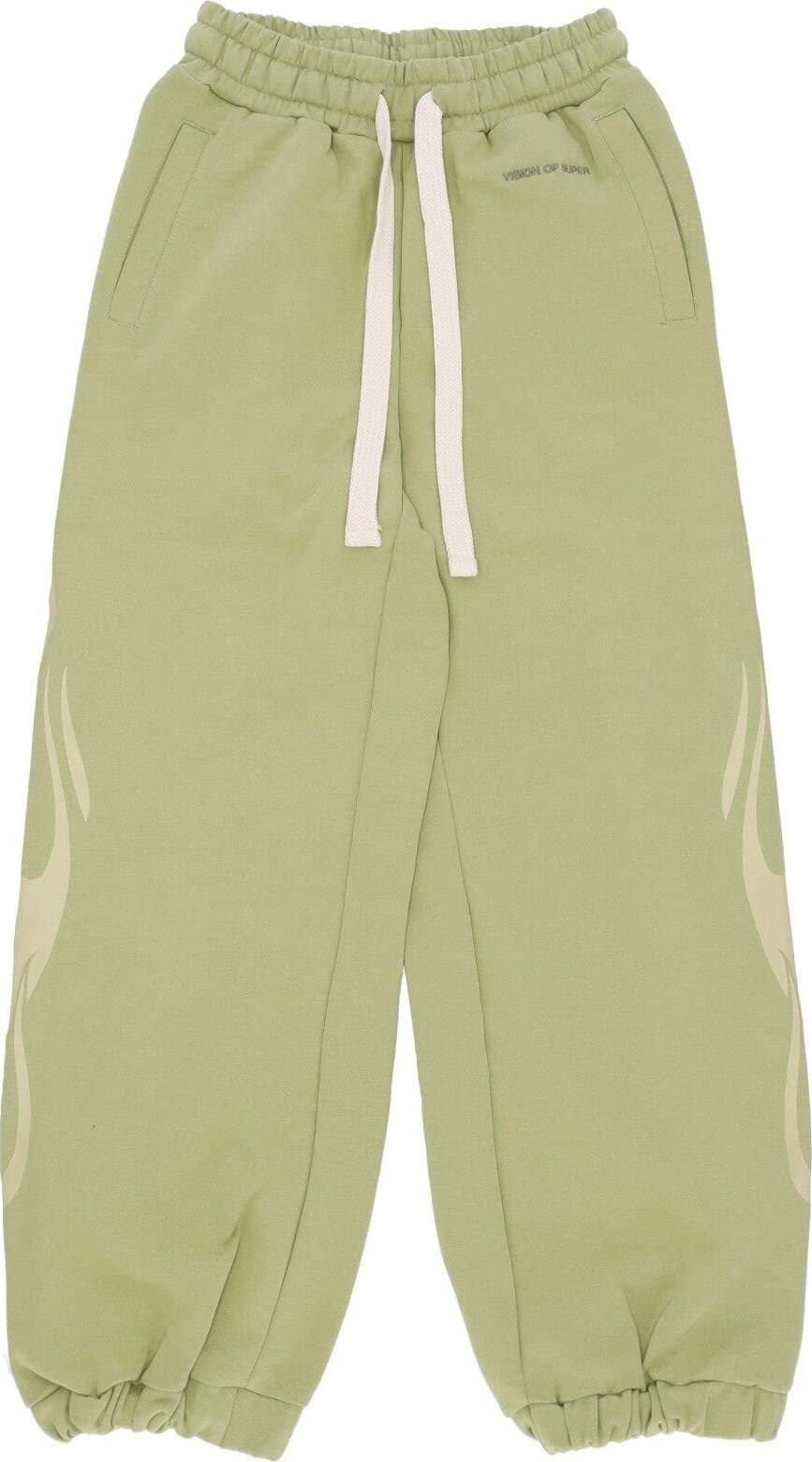 VISION-OF-SUPER-Pantalone-Tuta-Leggero-Donna-Flames-Pants-Green/off-White-da-donna