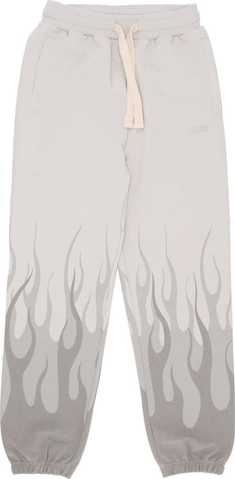 VISION-OF-SUPER-Pantalone-Tuta-Leggero-Uomo-Double-Flames-Pants-Lunar-Rock-da-uomo
