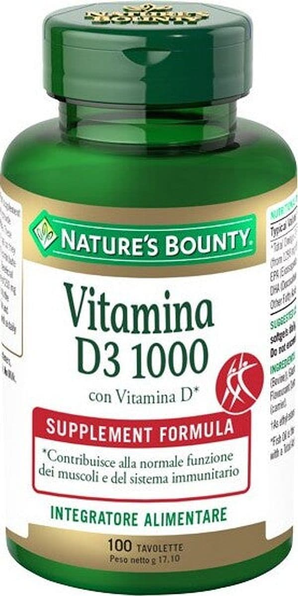 VITAMINA-D3-1000-CON-VITAMINA-D-integratore-alimentare-100-tavolette-Nature's-Bounty